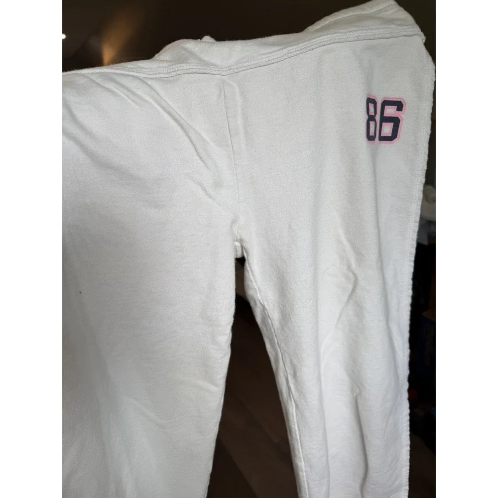 Y2K Pink Victoria Secret Capri Lounge Pants Low Rise Love Size Medium White